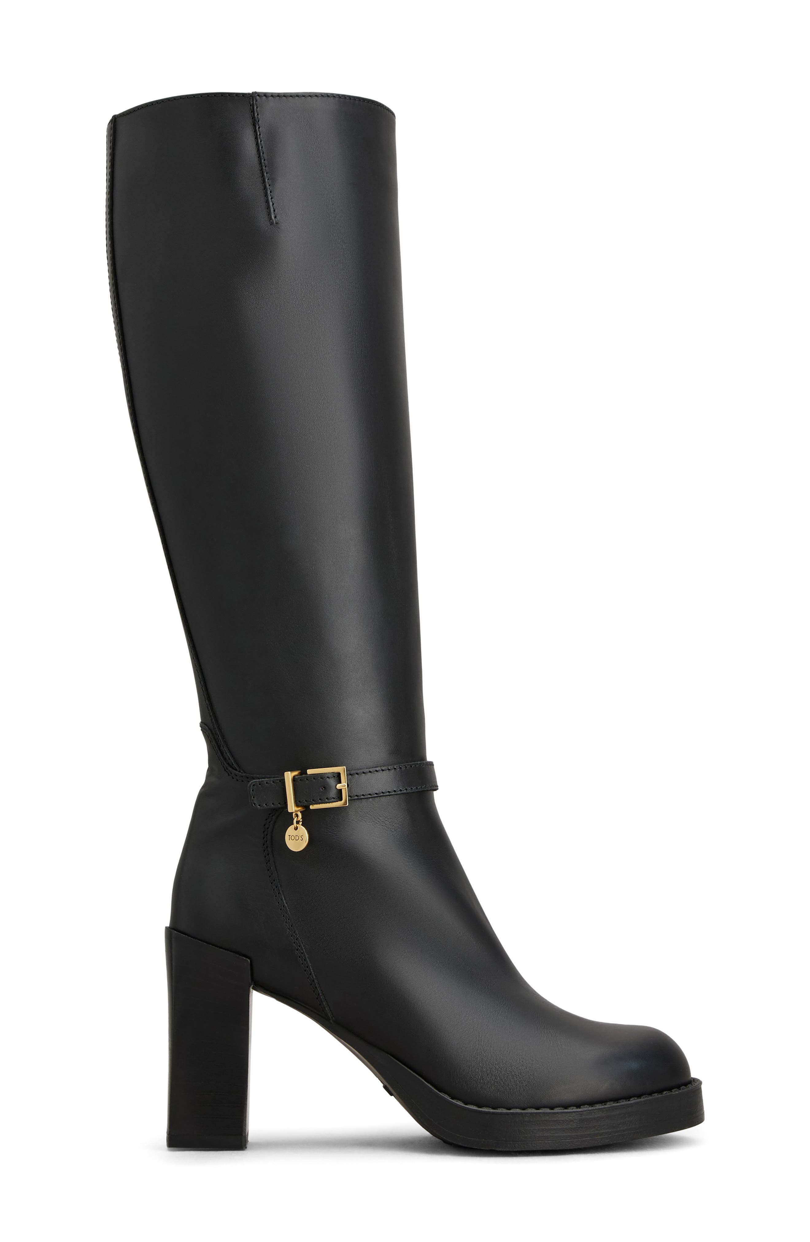 Gomma Buckle Knee High Boot, Alternate, color, NERO