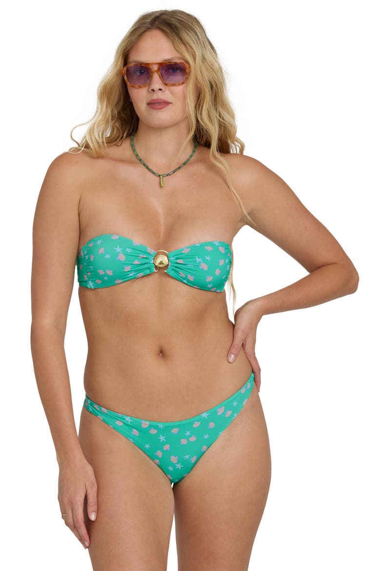 Ship Wrecked Shelly Bandeau Bikini Top, Alternate, color, GREEN TROPICS