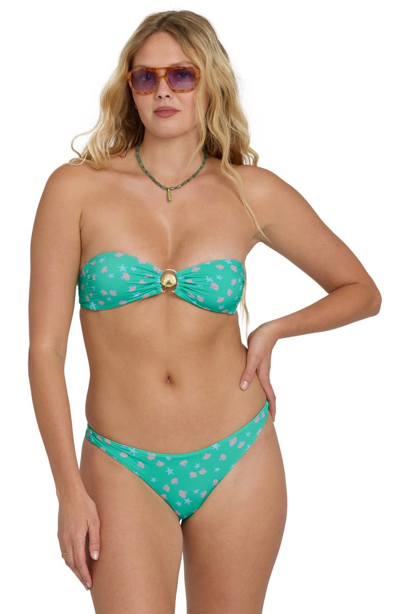 Billabong Ship Wrecked Shelly Bandeau Bikini Top, Alternate, color, Green Tropics
