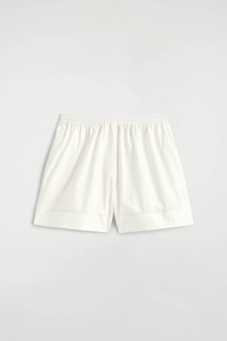 Elasticated Grosgrain-detail Cotton Shorts, Alternate, color, WHITE