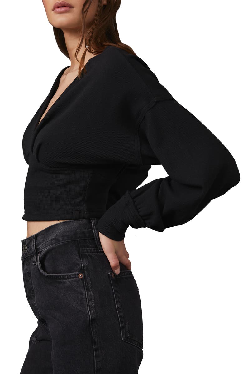 Free People We the Free All Nighter Long Sleeve Surplice Crop Top, Alternate, color,