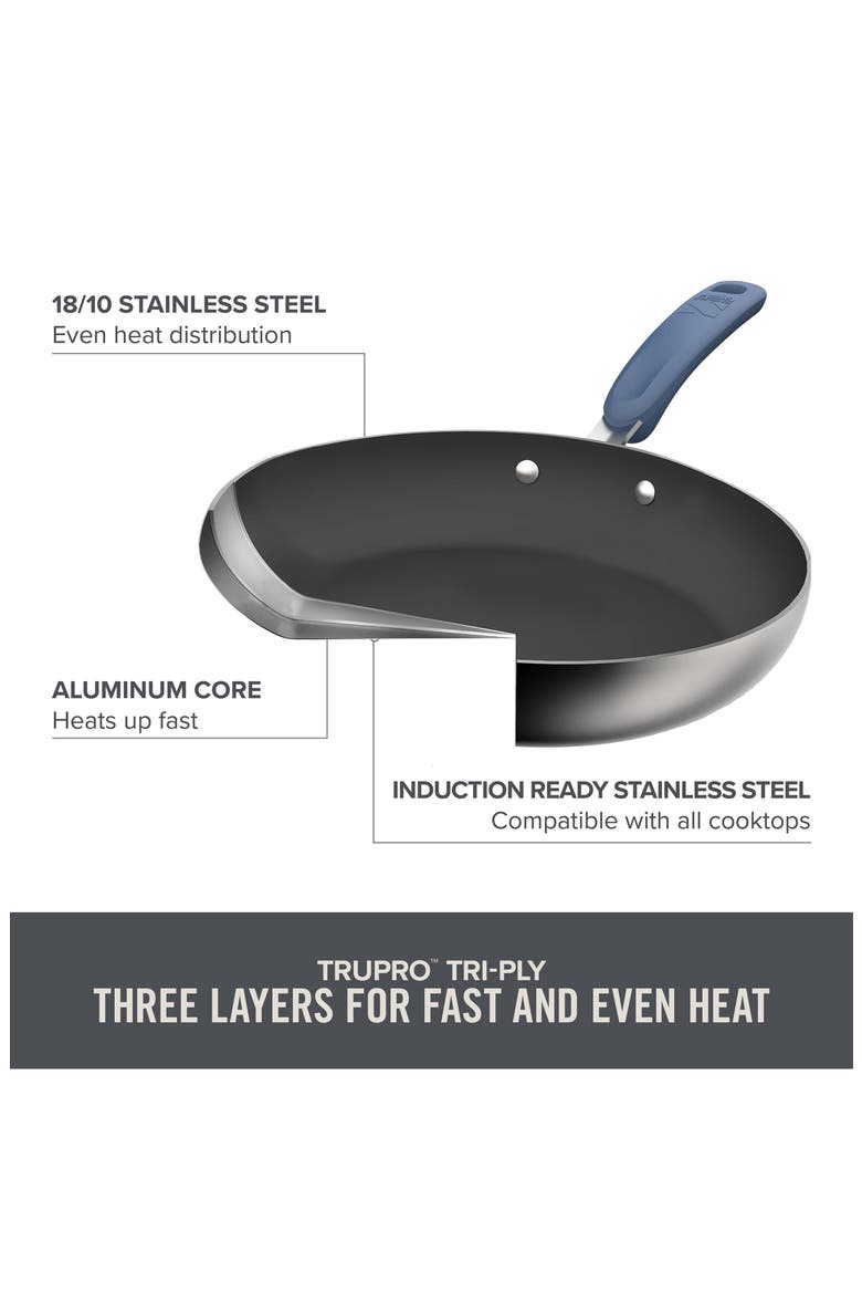 Zakarian by Dash TruPro 10-Piece Nonstick Stainless Steel Cookware Set, Alternate, color, BLUE