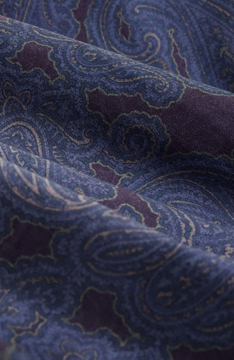 Bugatchi Axel Shaped Fit Paisley Stretch Button-Up Shirt, Alternate, color, Eggplant