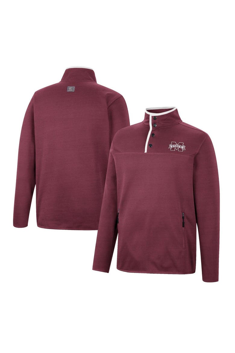 Men's Colosseum Maroon Mississippi State Bulldogs Rebound Quarter-Snap Jacket, Main, color, Maroon