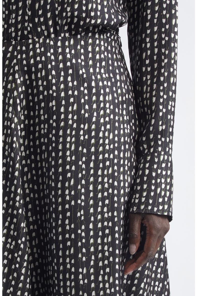 Varda Floral A-Line Silk Skirt, Alternate, color, BLACK BLUEBELL