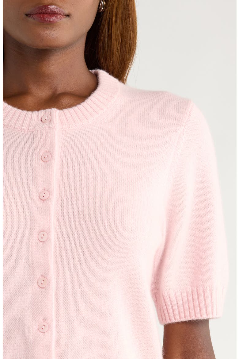 Short Sleeve Recycled Cashmere & Wool Cardigan, Alternate, color, CHERRY BLOSSOM