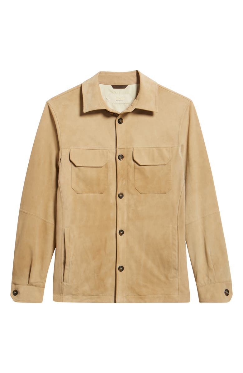 Aurélien Suede Overshirt, Alternate, color, Light Beige