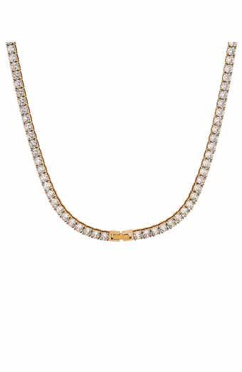 Men's 18K Yellow Gold Plated Stainless Steel Cubic Zirconia Tennis Necklace