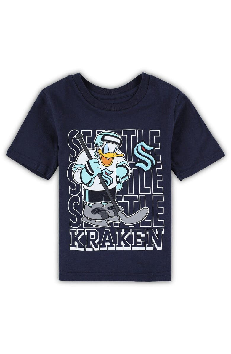 Outerstuff Preschool Deep Sea Blue Seattle Kraken Disney Three-Peat Logo T-Shirt, Main, color, 