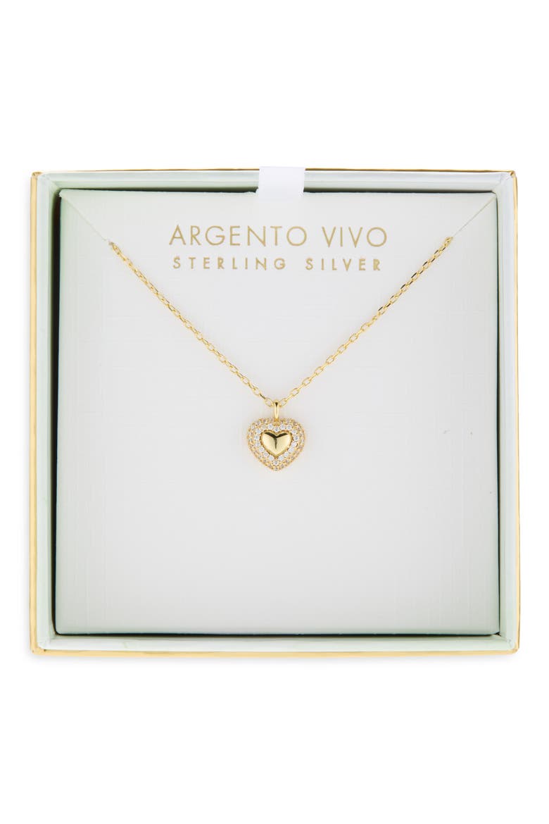 Pavé CZ Heart Pendant Necklace, Main, color, GOLD