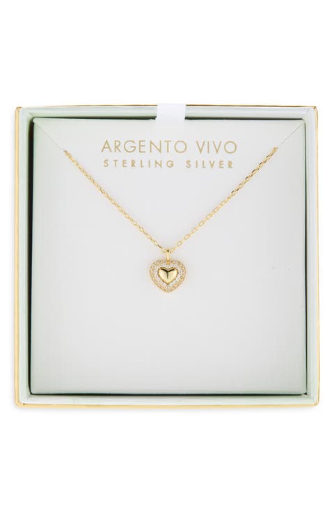 Pavé CZ Heart Pendant Necklace