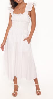 Petal & Pup Bronte Ruffle Strap Midi Dress
