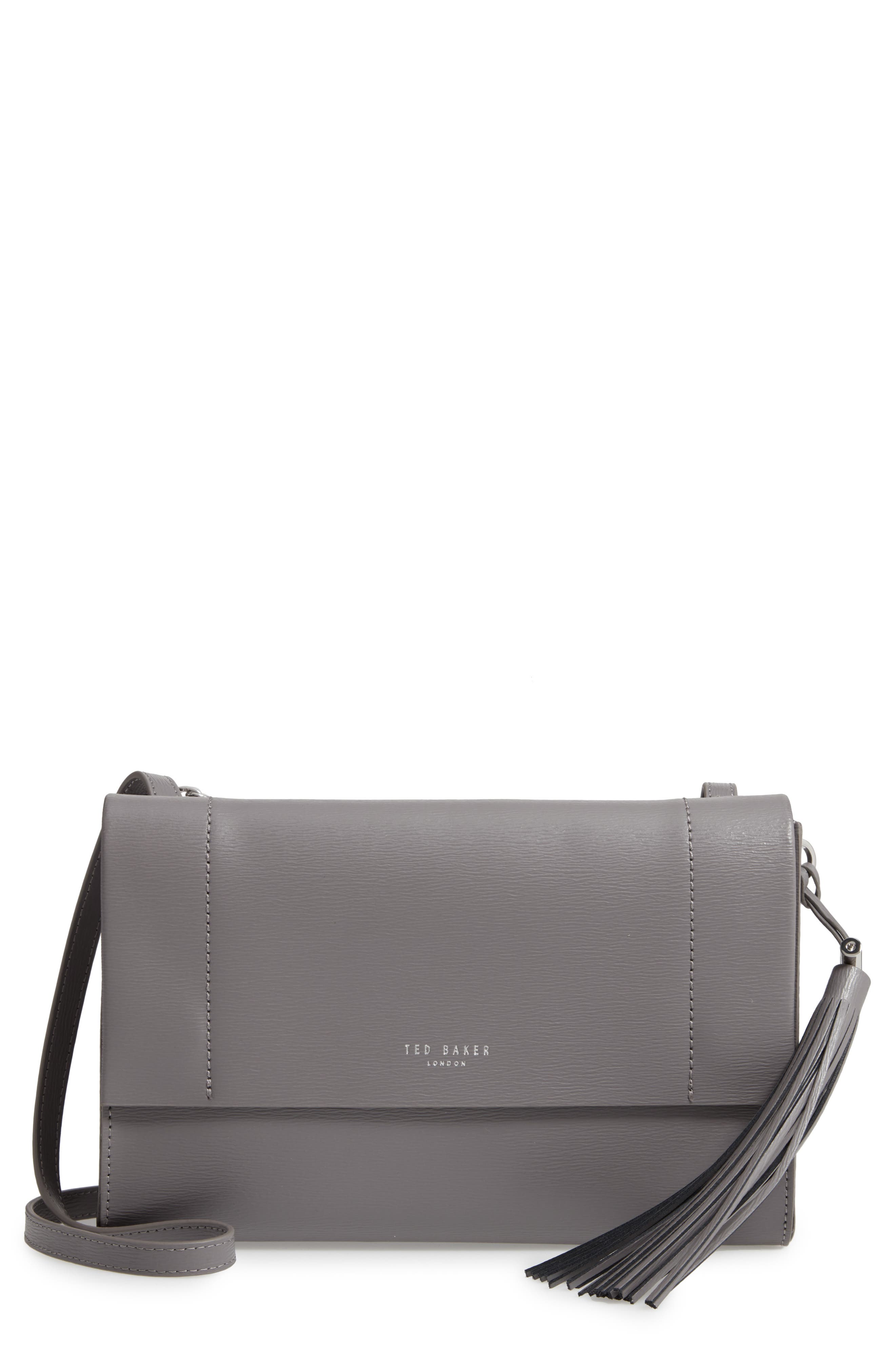 Natalei Leather Crossbody Bag, Main, color, DK-GREY