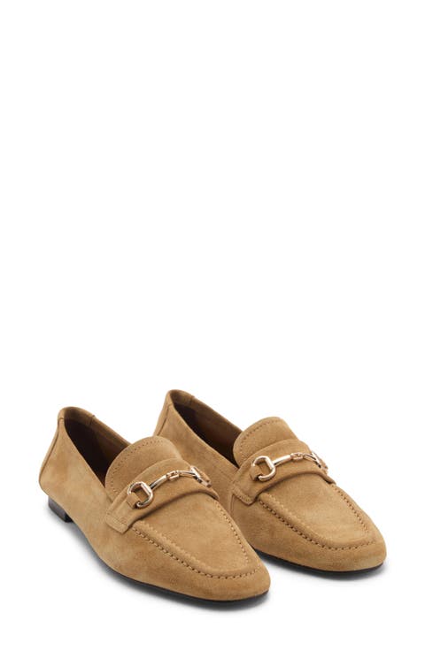 Buckle Leather Moc-Toe Flat (Women)