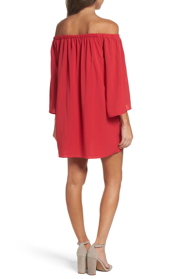 Polly Off the Shoulder Dress, Alternate, color, WATERMELON