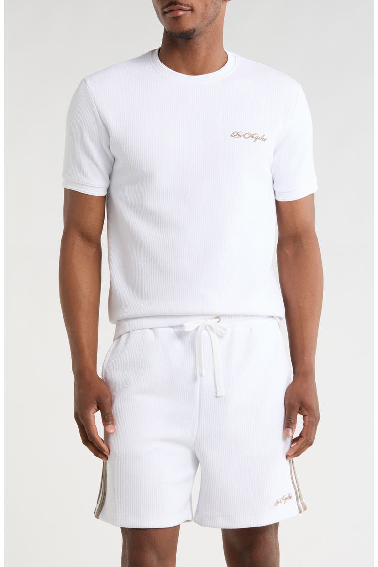 Embroidered T-Shirt & Drawstring Shorts Set, Main, color, WHITE