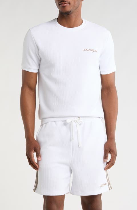 Embroidered T-Shirt & Drawstring Shorts Set