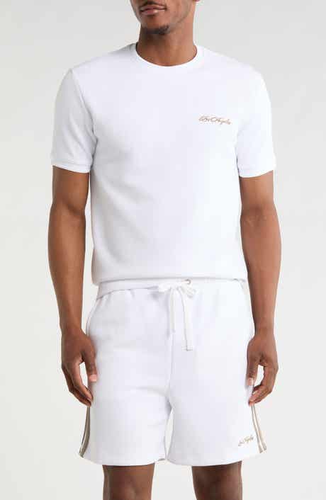 DENIM AND FLOWER Embroidered T-Shirt & Drawstring Shorts Set