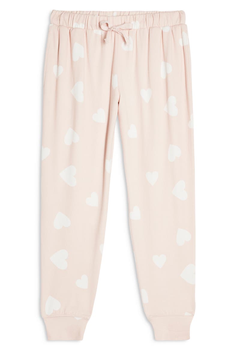 Supersoft Heart Print Knit Joggers, Alternate, color, BLUSH