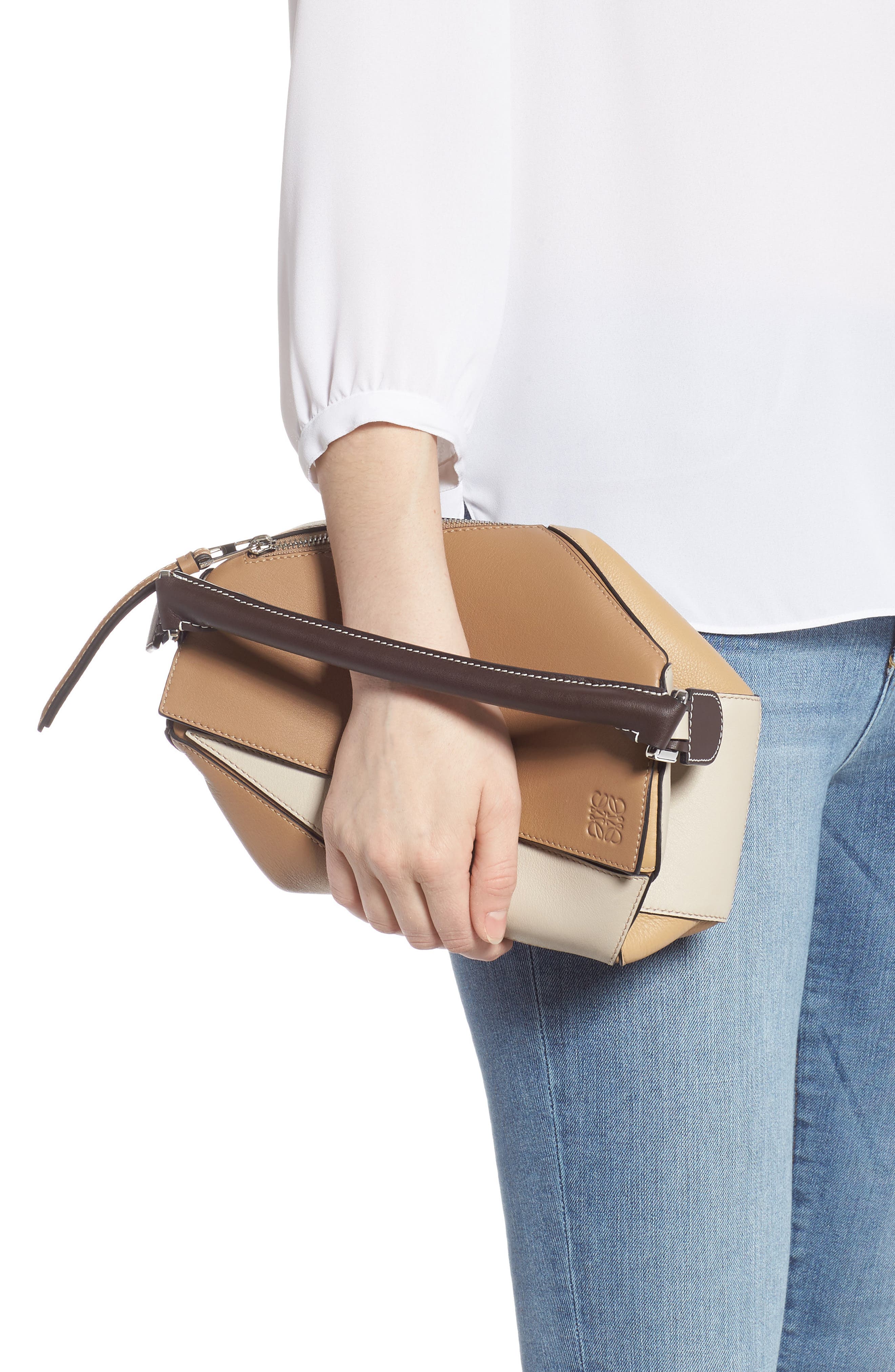 Loewe Puzzle Small Calfskin Leather Bag, Alternate, color, 