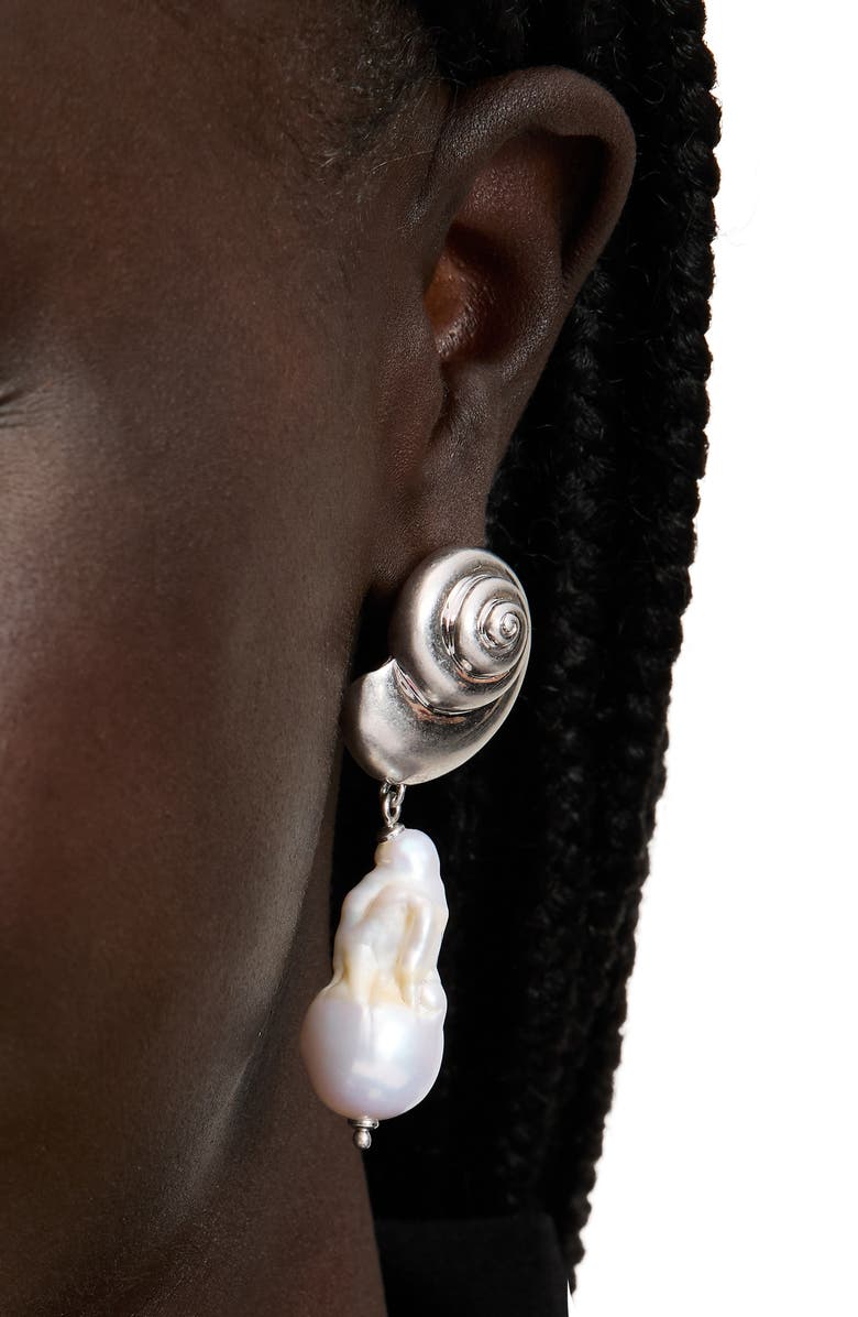 Kate Spade New York freshwater pearl drop earrings, Alternate, color, Silver/ Pearl