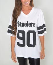 CUCE Women's Cuce T.J. Watt White Pittsburgh Steelers Crystal V-Neck Tunic