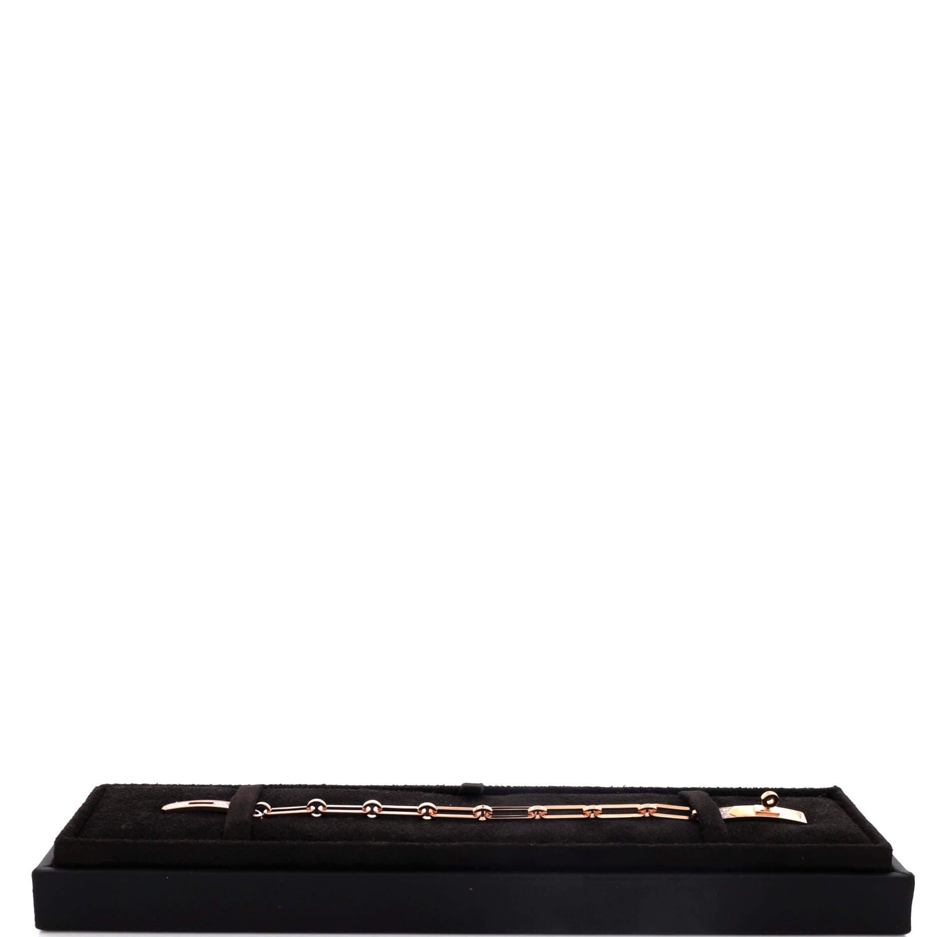 Pre-Owned Hermes Kelly Chaine Bracelet 18K Rose Gold and Pave Diamonds Small, Alternate, color, Rose Gold