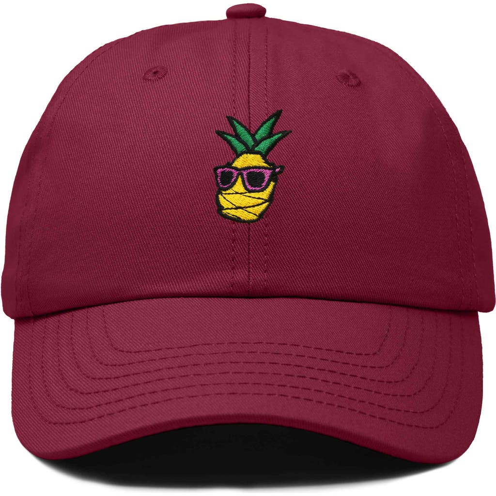 Dalix Pineapple Embroidered Dad Hat In Maroon