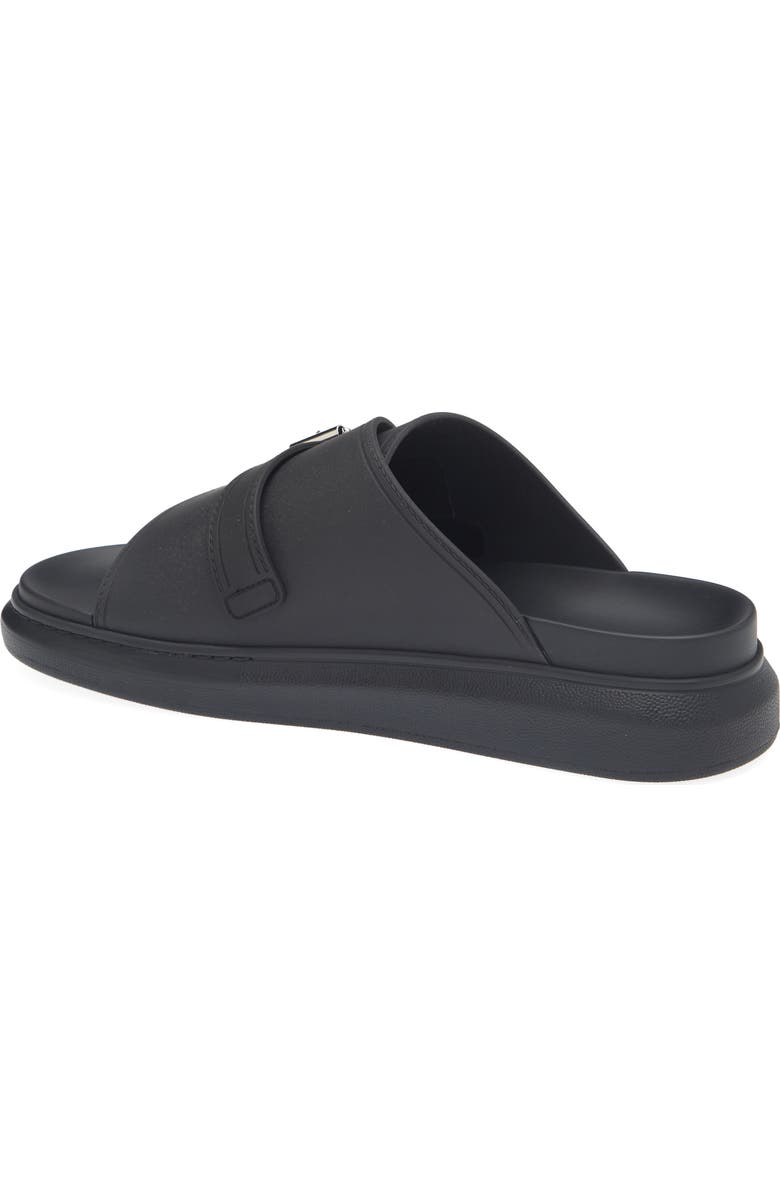 McQueen Buckle Rubber Slide Sandal, Alternate, color, Black
