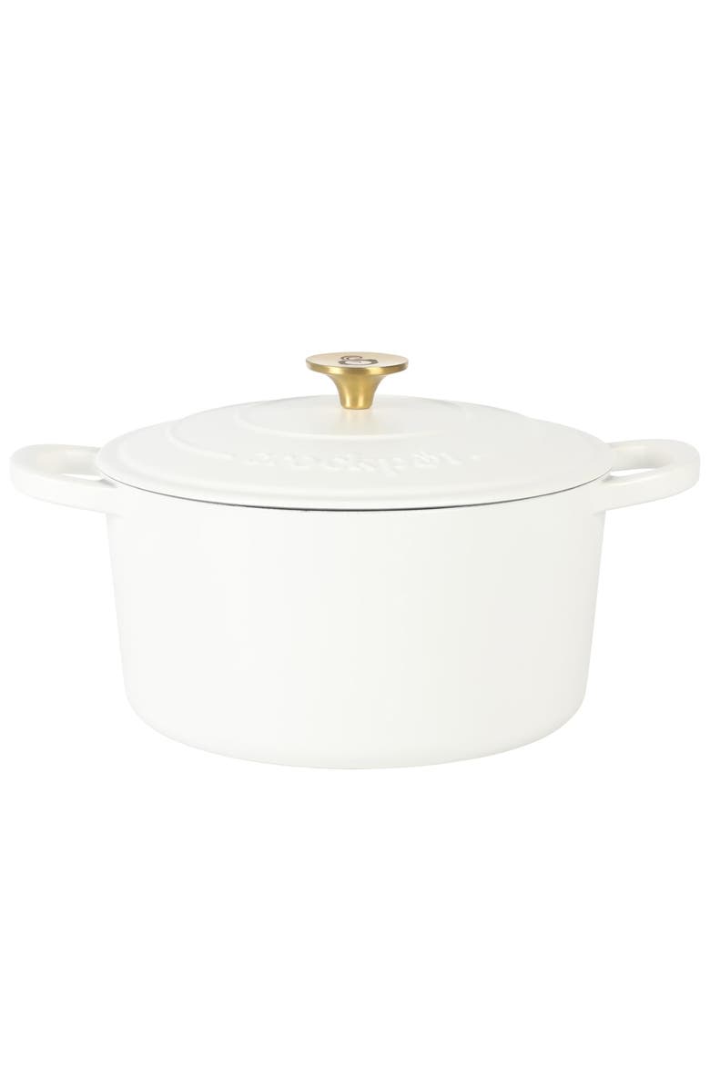 Crockpot 5 Quart Round Enameled Cast Iron Dutch Oven with Lid, Main, color, White