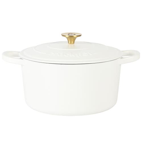 Crock-pot Crockpot 5 Quart Round Enameled Cast Iron Dutch Oven With Lid In White