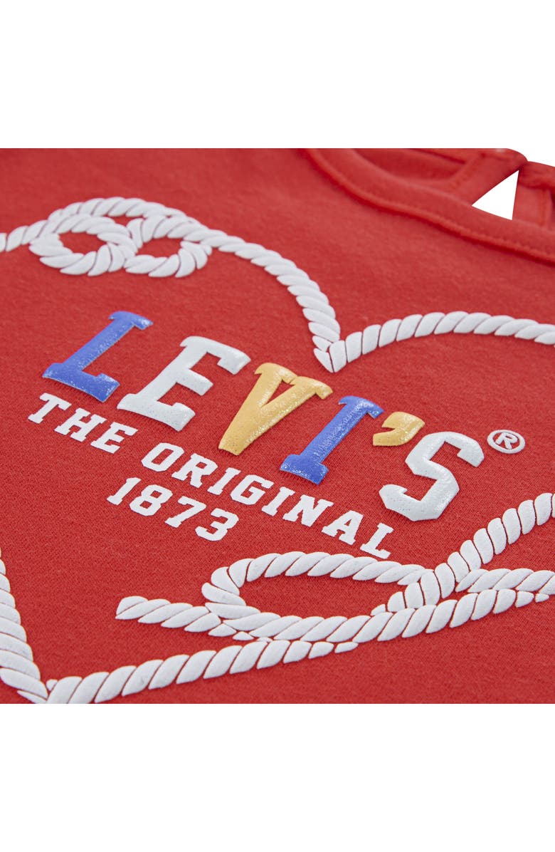 Levi's Kids' Nautical Heart Puff Sleeve Graphic T-Shirt & Shorts Set, Alternate, color, Hibiscus