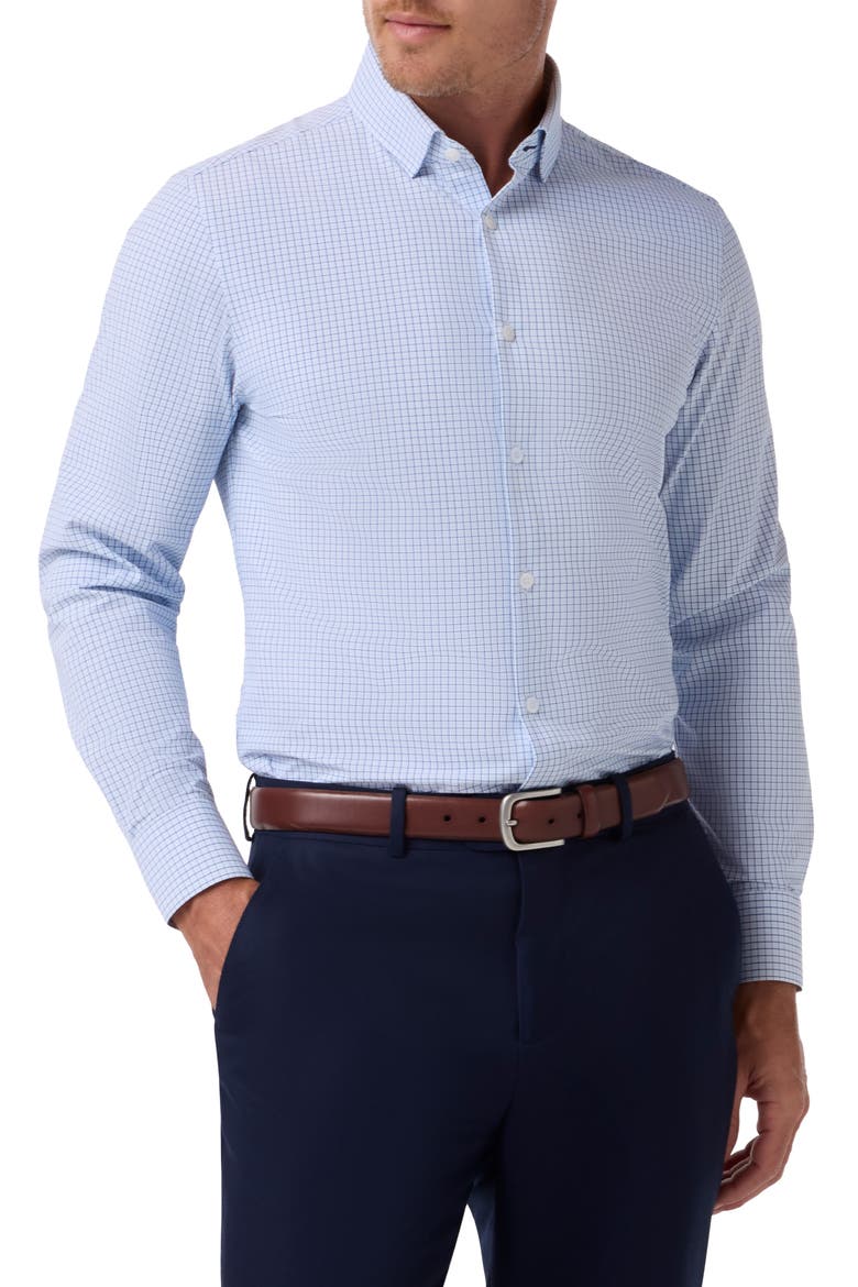 Leeward Performance Plaid Shirt, Main, color, MIDNIGHT NAVY FILBERT PLAID