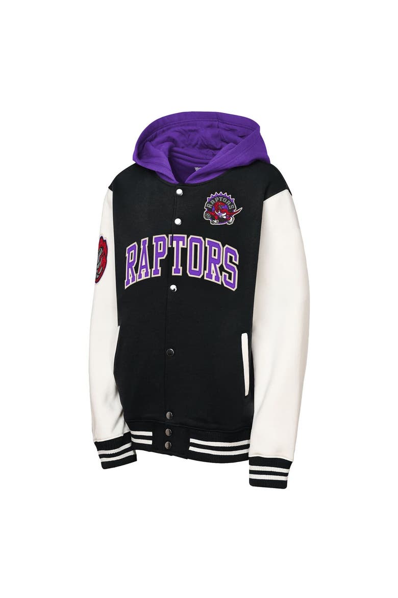 Youth Mitchell & Ness Black Toronto Raptors Hardwood Classics Courtside Fleece Full-Snap Hooded Jacket, Alternate, color, Black