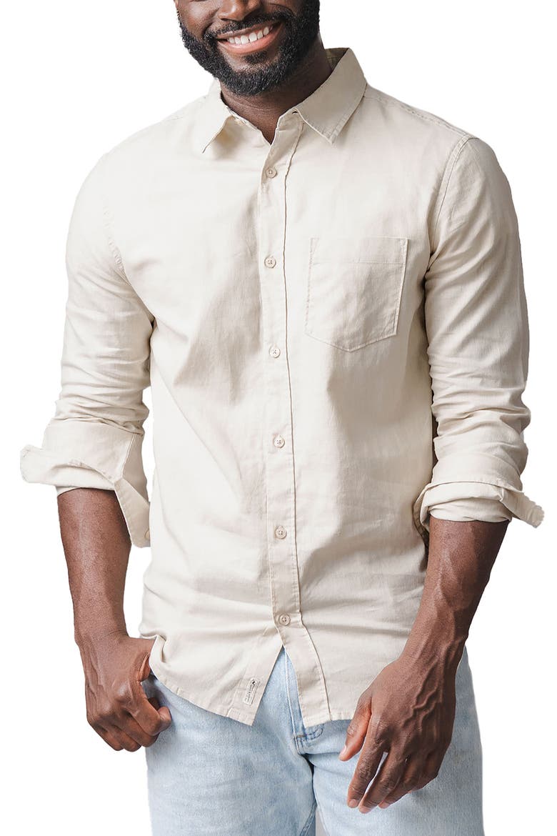 Long Sleeve Solid Linen Shirt, Main, color, Sand Linen