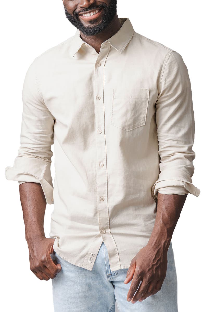 Hope & Henry Long Sleeve Solid Linen Shirt, Main, color, Sand Linen