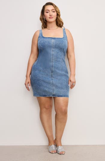Rhinestone Denim Shift Dress