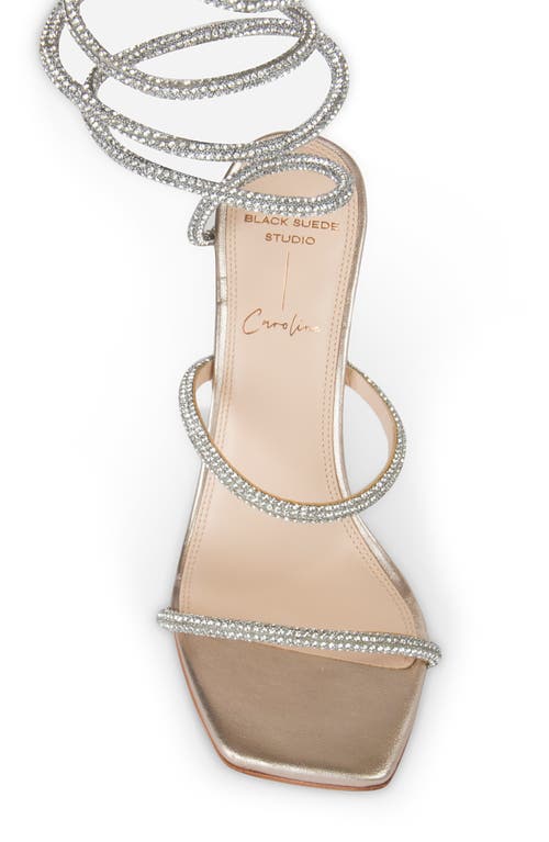 Black Suede Studio Court Ankle Wrap Sandal In Blush Metallic Leather