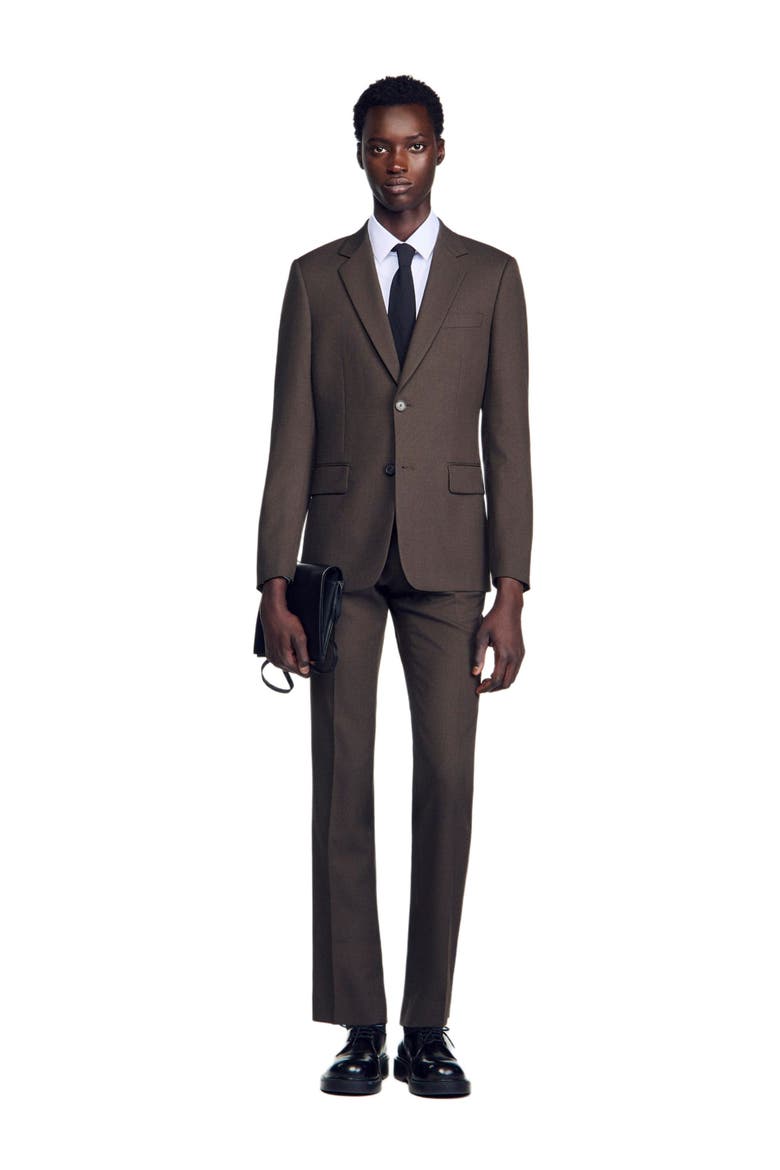 Wool suit jacket, Alternate, color, Dark taupe