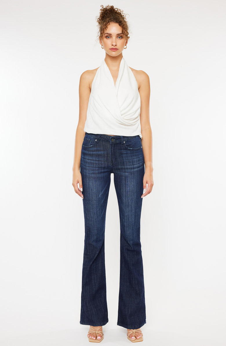 KanCan Celestine Mid Rise Flare Jeans, Main, color, Super Dark Wash