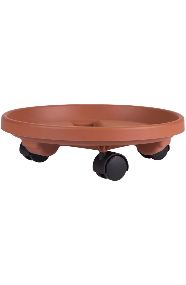 Bloem 16 Inch Round Planter Caddy With Wheels, Terra Cotta, Main, color, Brown