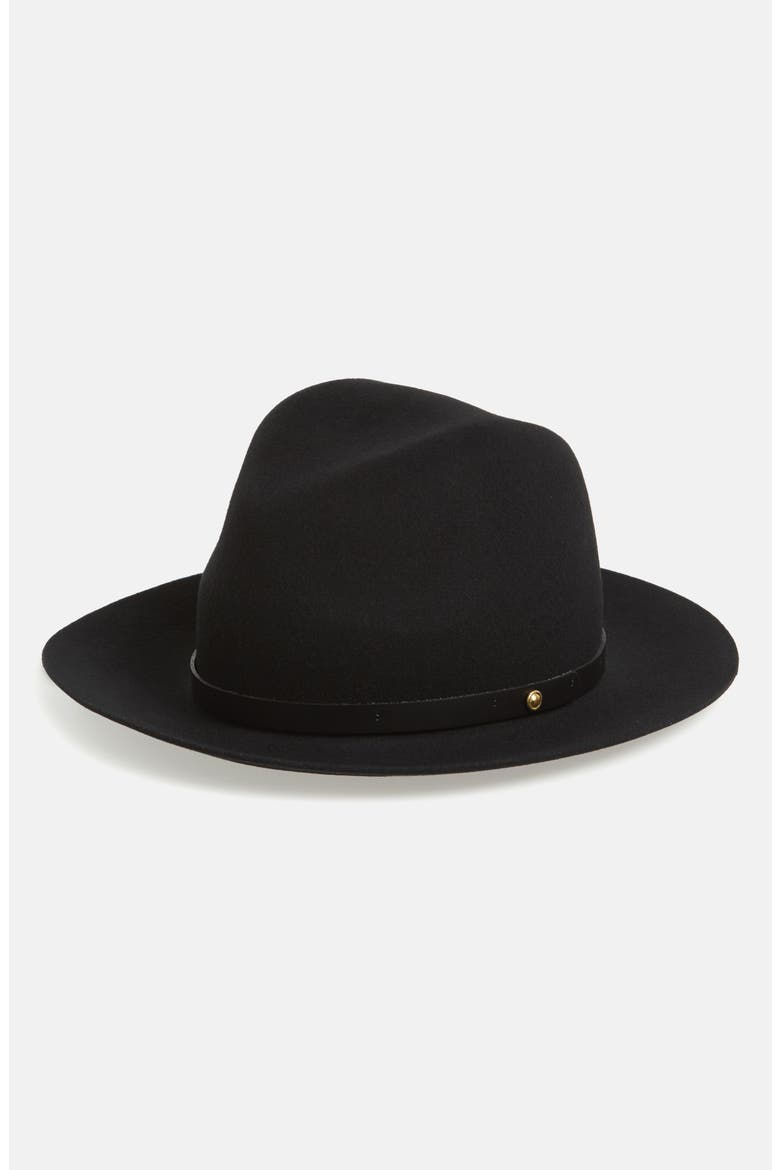 Floppy Brim Felted Wool Fedora, Main, color, BLACK
