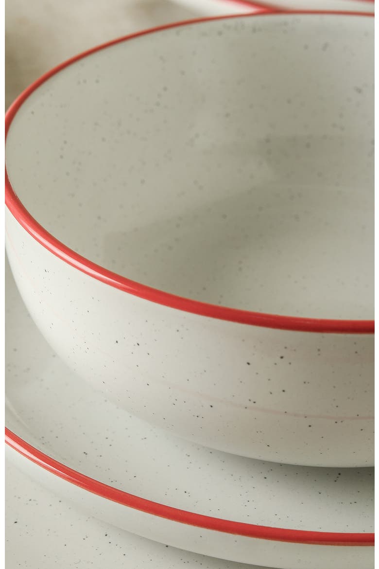 Ezra Stoneware 12-Piece Dinnerware Set, Alternate, color, Red