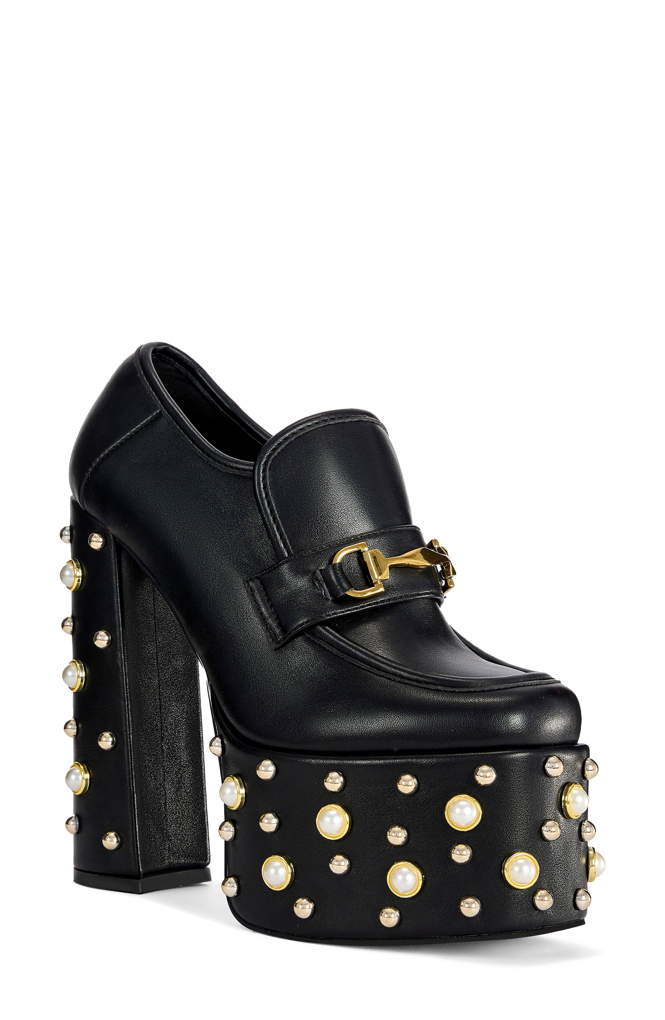 Justified Faux Leather Platform Pump, Main, color, BLACK