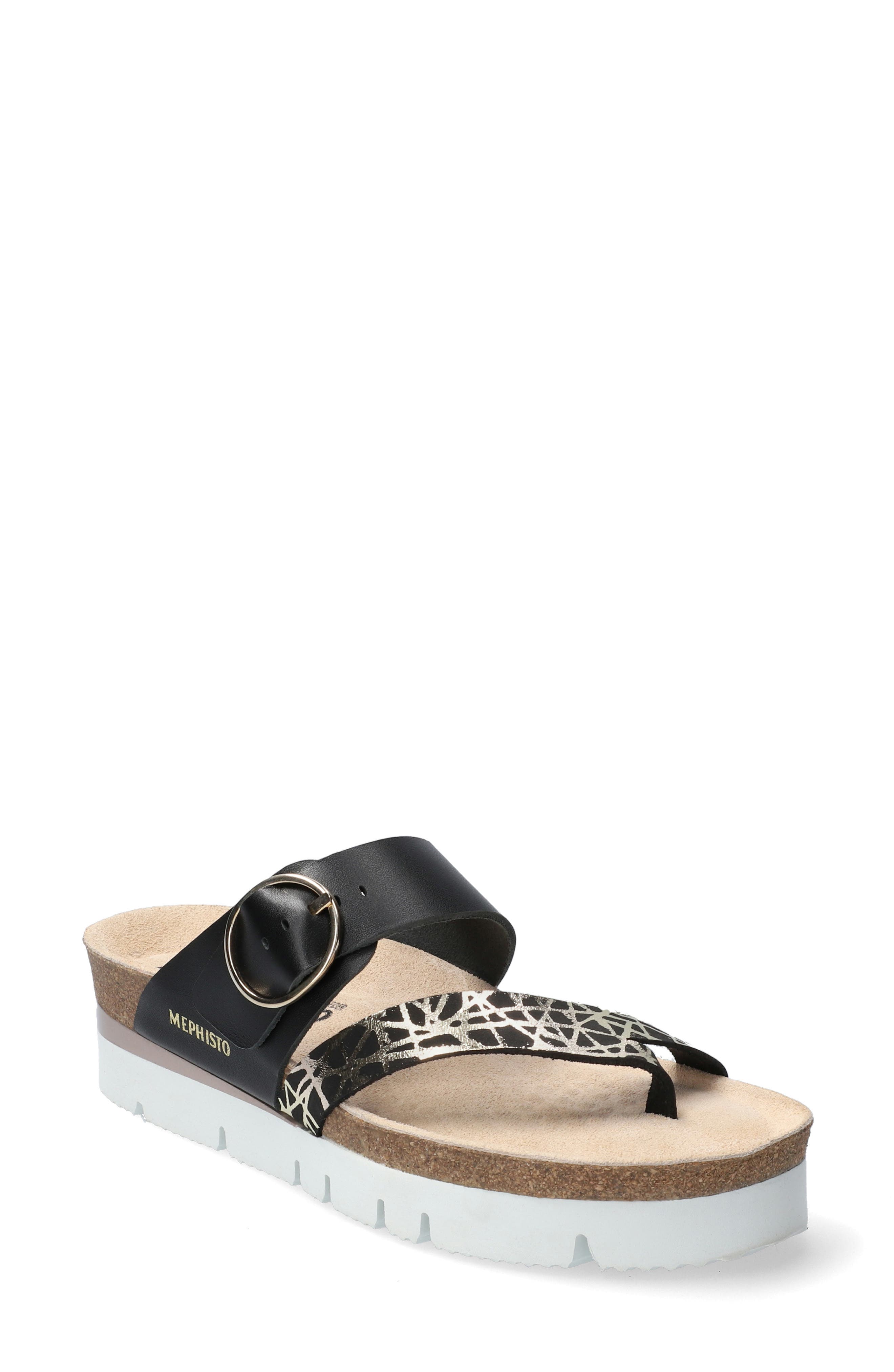 Vik Slide Sandal, Main, color, BLACK PRINTED LEATHER
