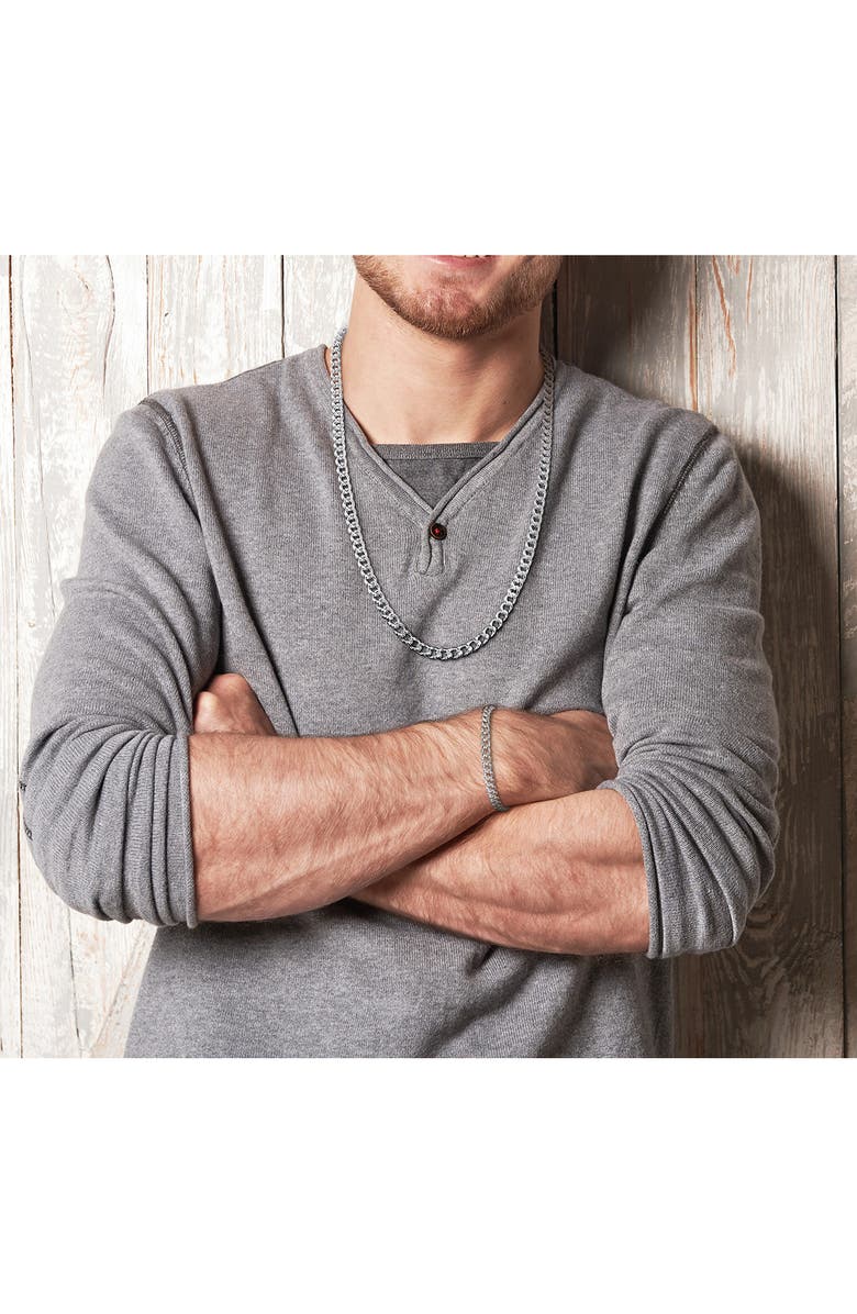 DELMAR Men's Sterling Silver Curb Chain Necklace & Bracelet Set, Alternate, color, Silver