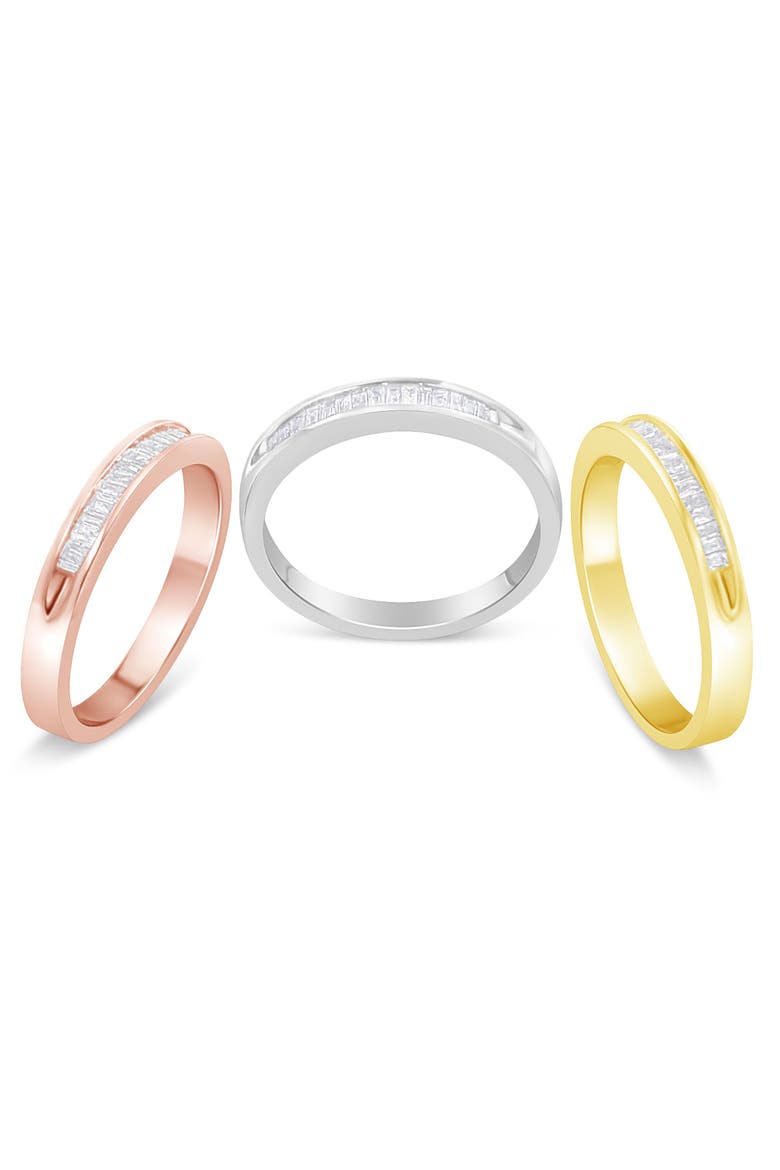 10K Gold over Silver 5/8 Cttw Diamond Stackable Band Ring Set, Alternate, color, Yellow Gold over Silver