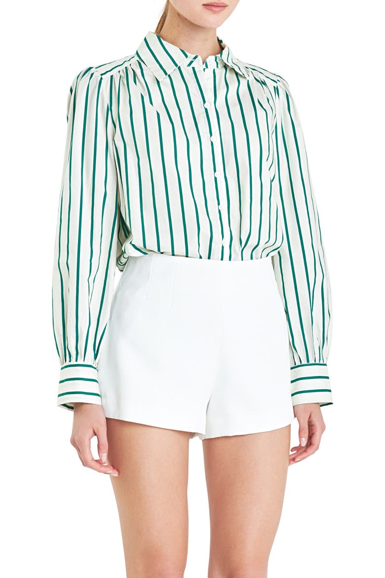 Stripe Cotton Shirt, Alternate, color, GREEN