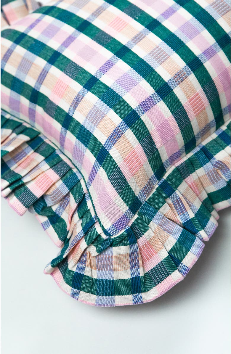 Archive New York Lola Plaid Ruffle Handwoven Cotton Throw Pillow, Alternate, color, Multicolored