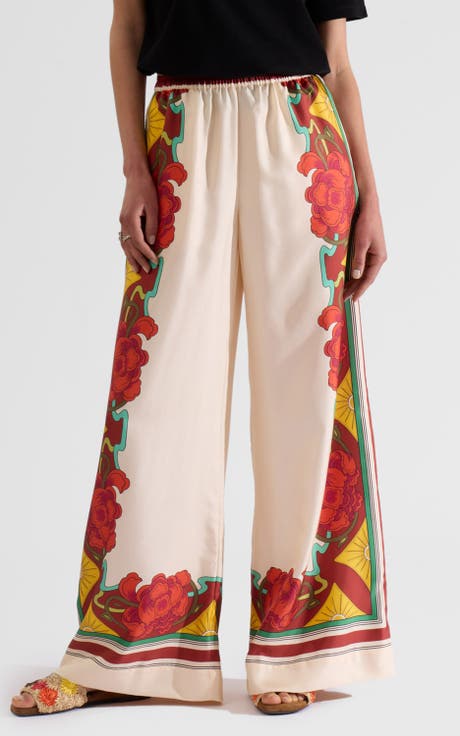 Women's 100% Silk Wide-Leg Pants | Nordstrom Women's 100% Silk Wide-Leg Pants | Nordstrom